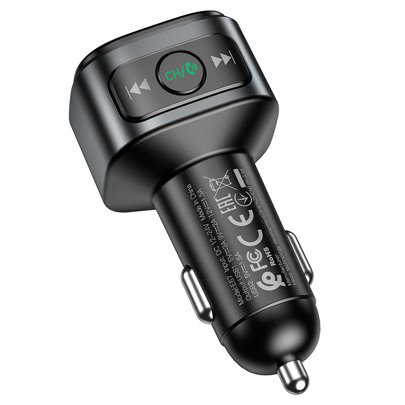 Автомобільний зарядний пристрій FM модулятор Hoco E67 QC3.0 (2USB-A) - Зображення 5
