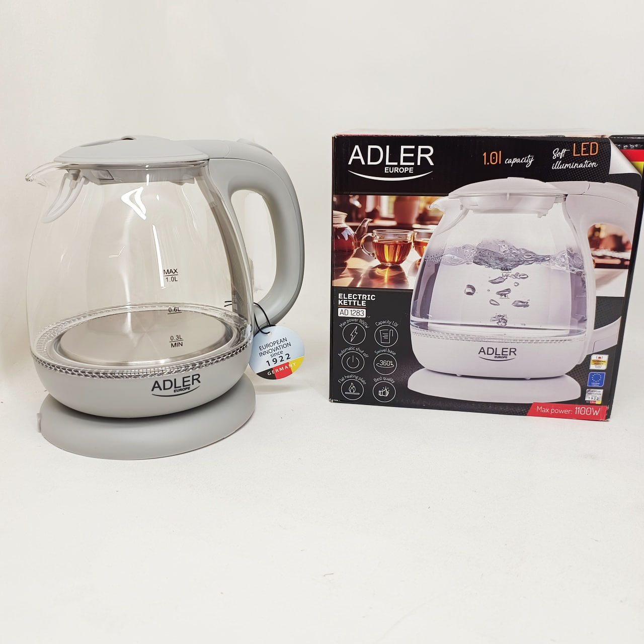 Електрочайник ADLER AD 1283G 1100 Вт 1 л - Зображення 3