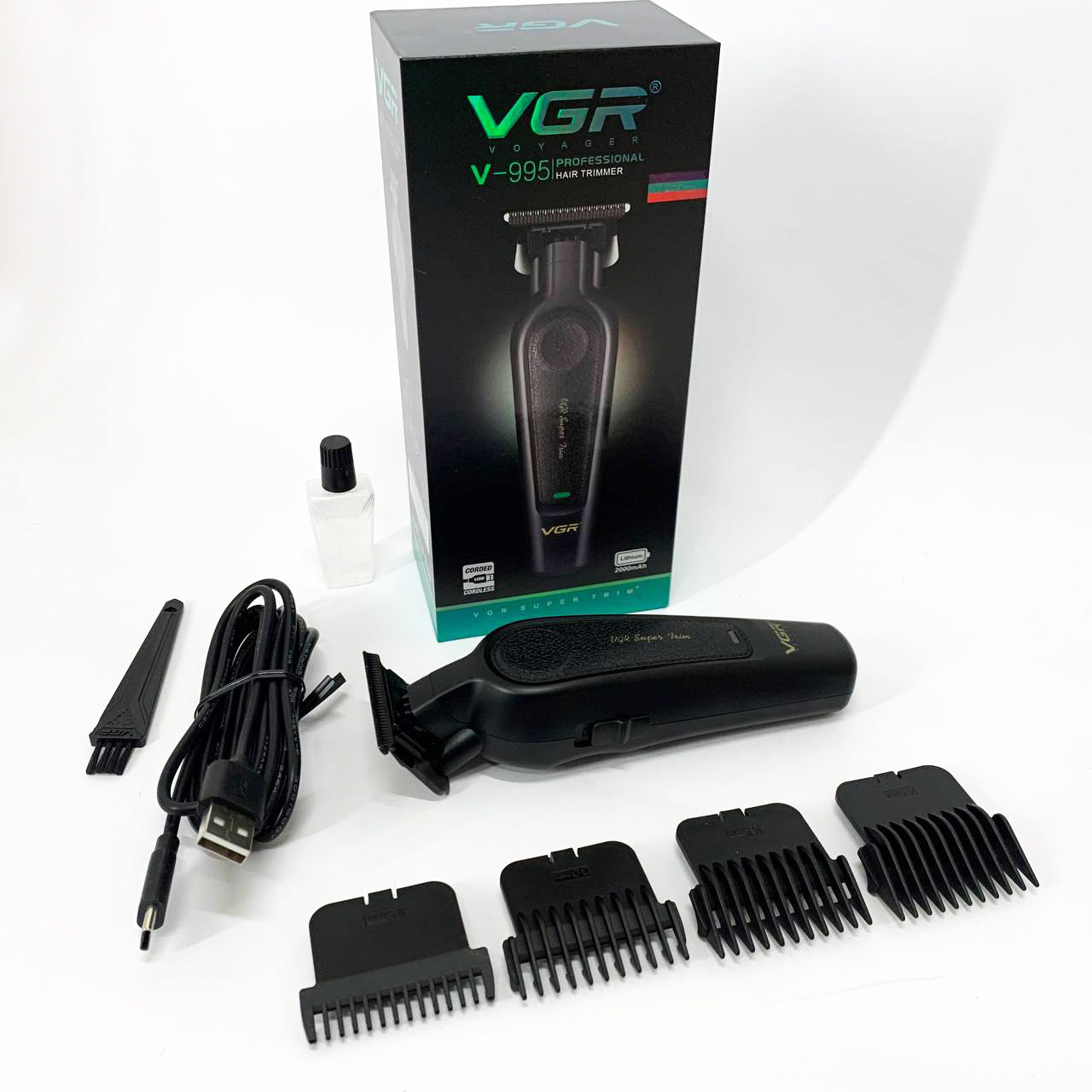 Акумуляторна машинка для стрижки VGR V-995 з 4 насадками 2000 мАг USB - Зображення 5