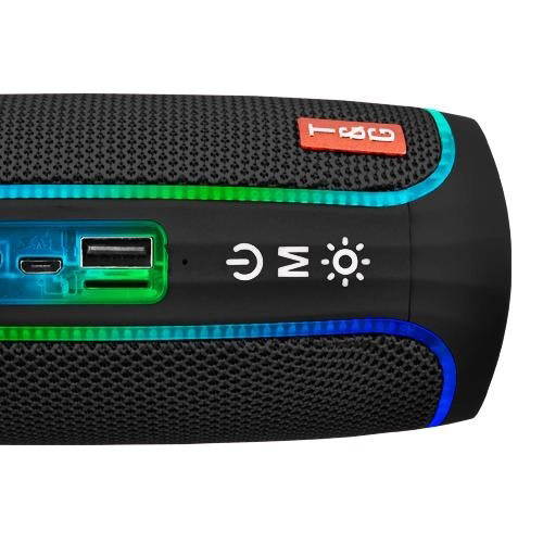 Портативна колонка Bluetooth TG288 з LED-підсвічуванням чорного кольору - Зображення 3
