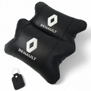 Набір подушок 2 шт для авто Renault на підголівник з логотипом натуральна шкіра