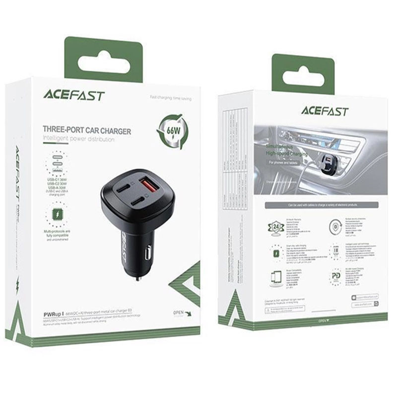 Автомобільний зарядний пристрій Acefast B3 PD66W+QC4.0 (1USB-A/2C) - Зображення 5