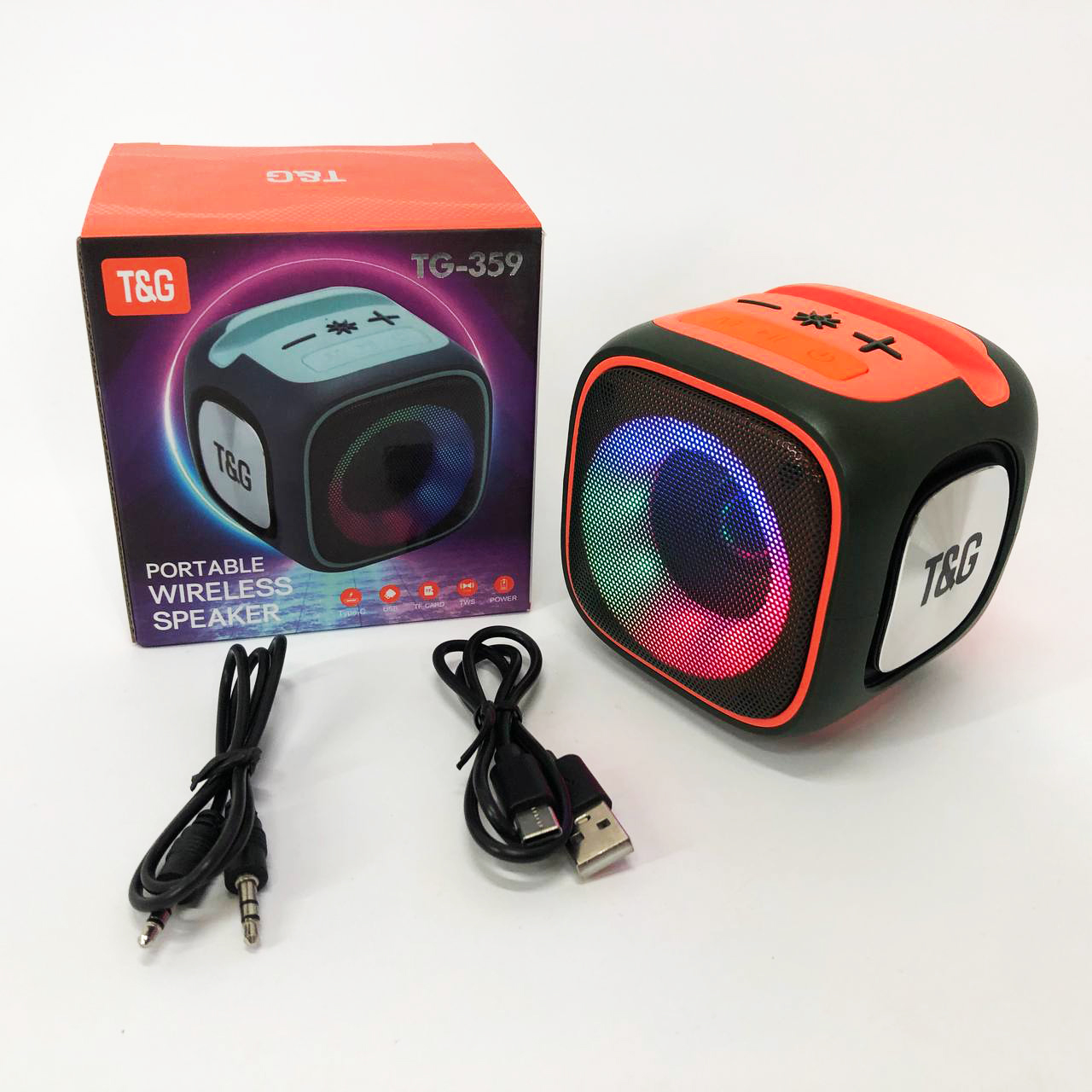Портативна Bluetooth колонка TG359 7 Вт з RGB-підсвічуванням зеленого кольору - Зображення 6