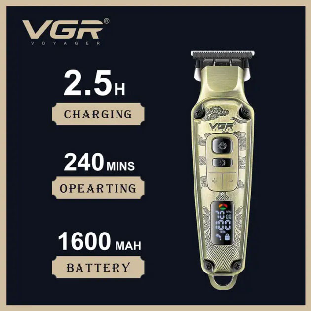 Машинка для стрижки волосся триммер VGR V-901 з насадками - Зображення 5