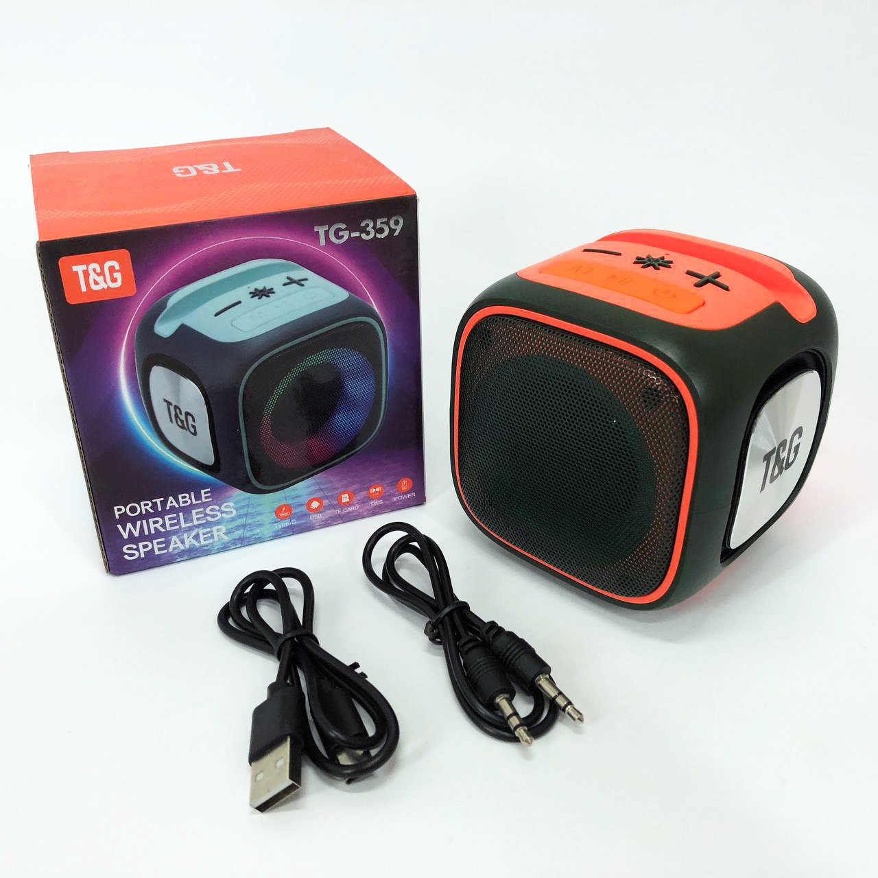 Портативна Bluetooth колонка TG359 7 Вт з RGB-підсвічуванням зеленого кольору - Зображення 2