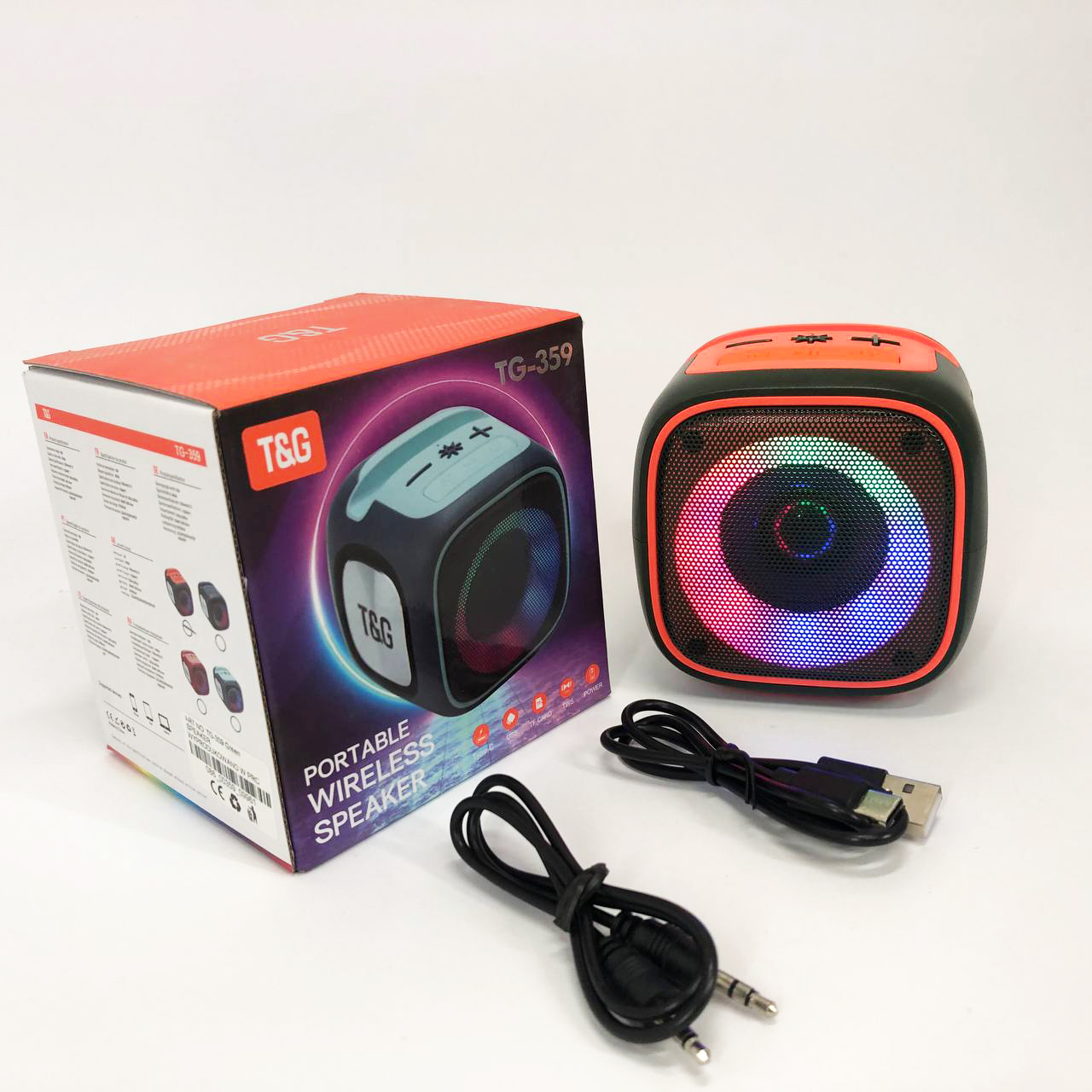 Портативна Bluetooth колонка TG359 7 Вт з RGB-підсвічуванням зеленого кольору - Зображення 5