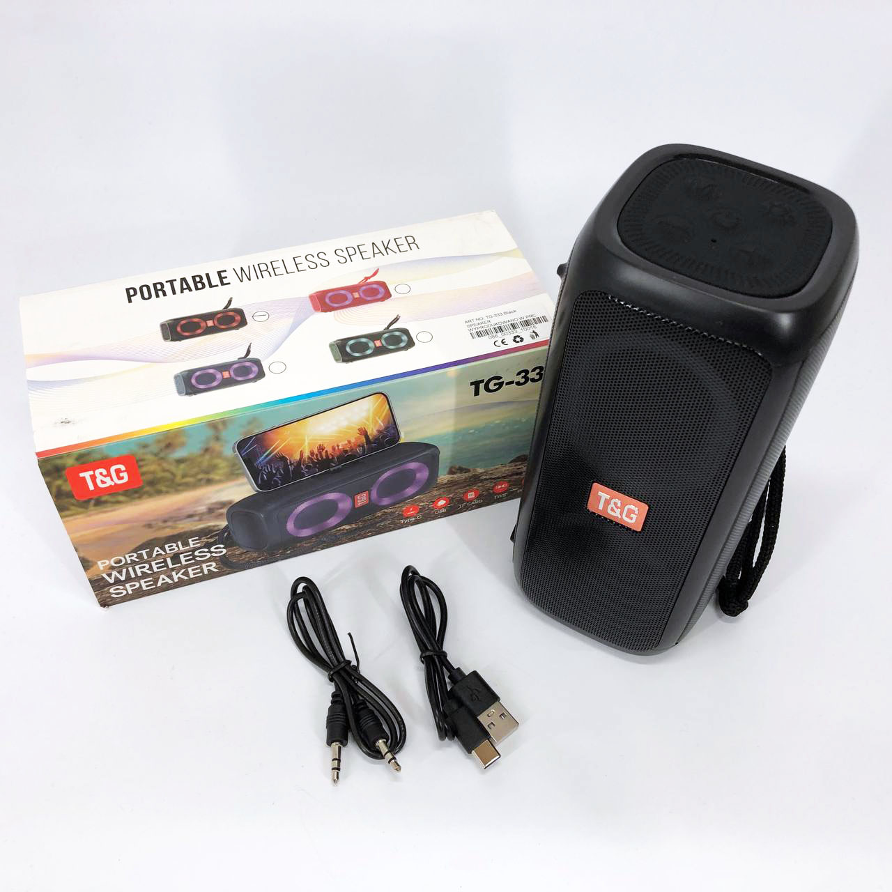 Портативна колонка TG333 2×5 W з RGB-підсвічуванням чорного кольору - Зображення 6