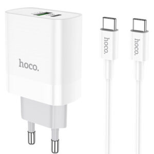 Мережевий зарядний пристрій Hoco C80A Rapido PD20W+QC3.0 (1USB-A/1C) + кабель Type-C to Type-C