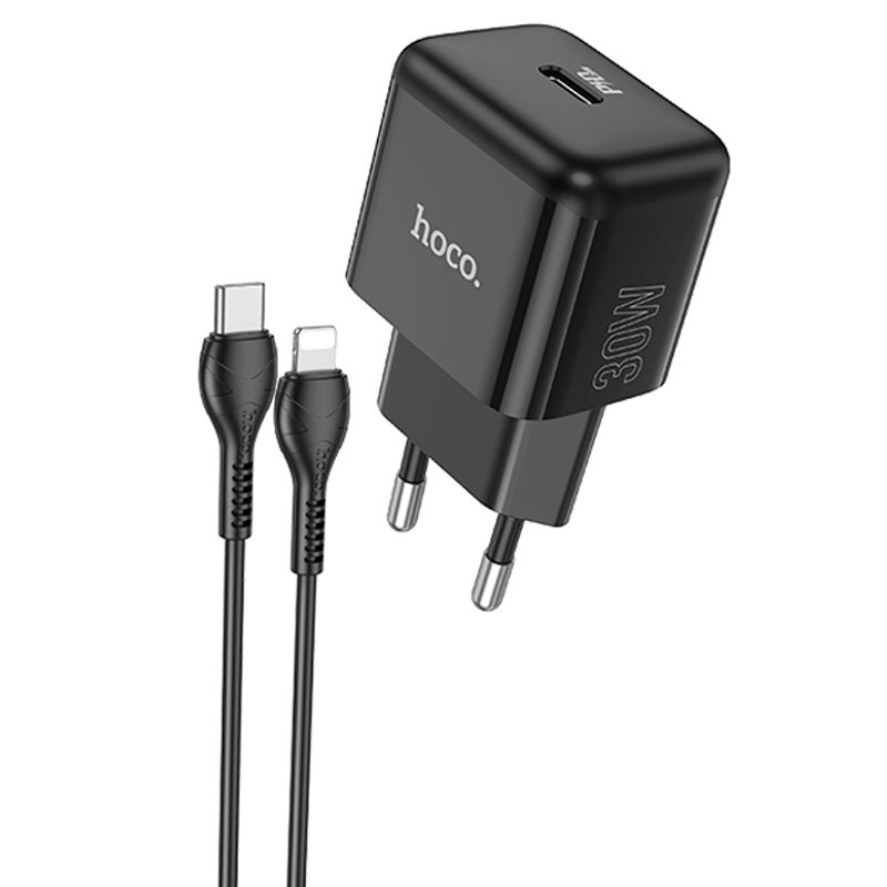 Мережевий зарядний пристрій Hoco N32 Glory PD30W (1USB-C) + кабельType-C to Lightning