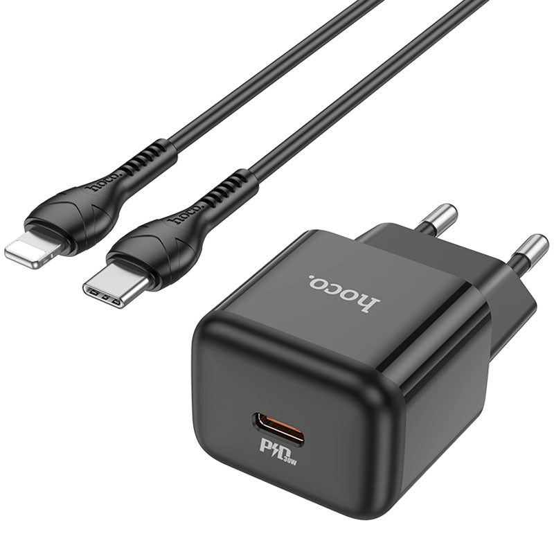 Мережевий зарядний пристрій Hoco N32 Glory PD30W (1USB-C) + кабельType-C to Lightning - Зображення 2