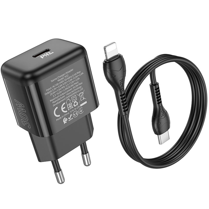 Мережевий зарядний пристрій Hoco N32 Glory PD30W (1USB-C) + кабельType-C to Lightning - Зображення 4