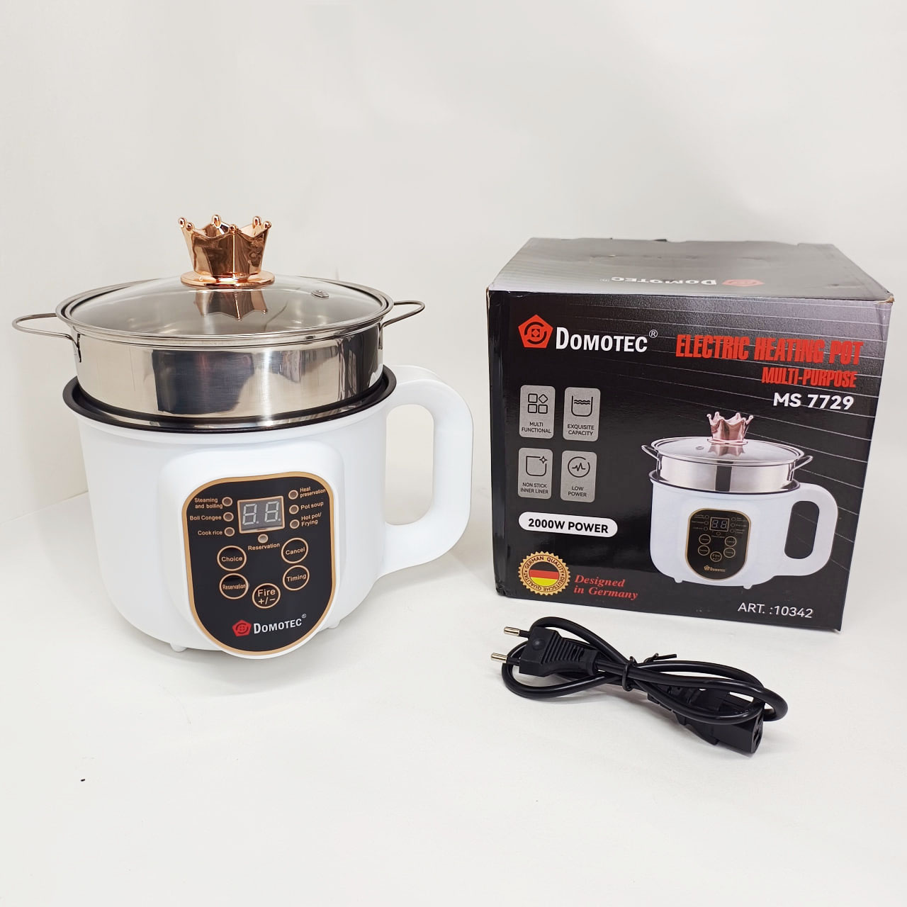 Електрична каструля-пароварка DOMOTEC MS-7729 1,8 л 2000 Вт - Зображення 4
