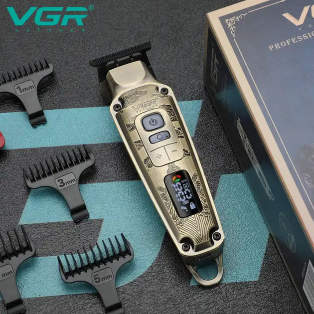 Машинка для стрижки волосся триммер VGR V-901 з насадками - Зображення 3