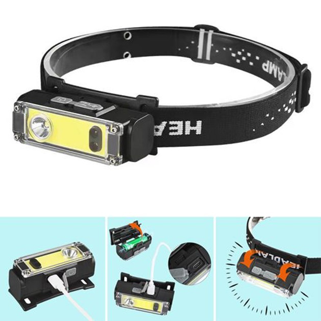 Налобний ліхтар BL-T124-ХРЕ+COB White+Red водонепроникний LED - Зображення 3