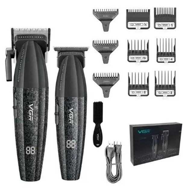 Набір для стрижки VGR V-640 акумуляторний Barber Combo PREMIUM чорного кольору