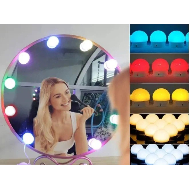 Підсвічування для дзеркала Vanity Mirror Lights з пультом 10 LED ламп RGB зміна яскравості та кольору USB - Зображення 2