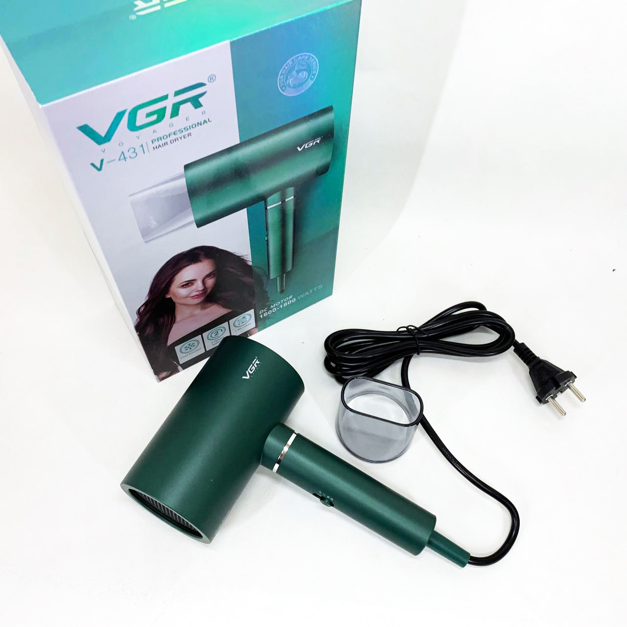 Фен для волосся VGR V-431 1600-1800 Вт з холодним повітрям Green - Зображення 6