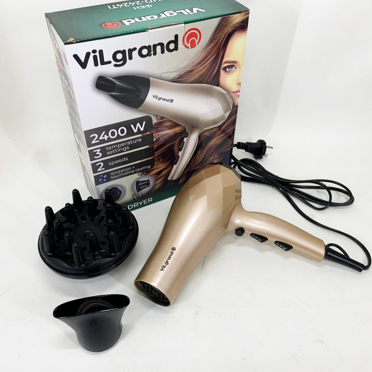 Фен VILGRAND VHD 2424TI бежевий - Зображення 3