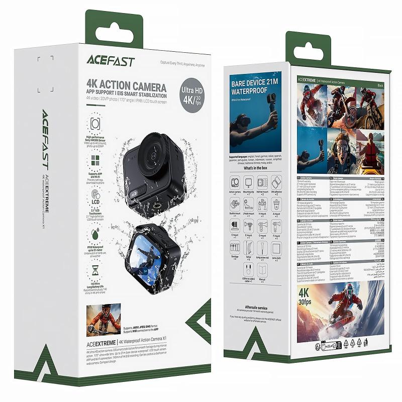 Екшн-камера Acefast X1 4K sports waterproof IPX8 - Зображення 6