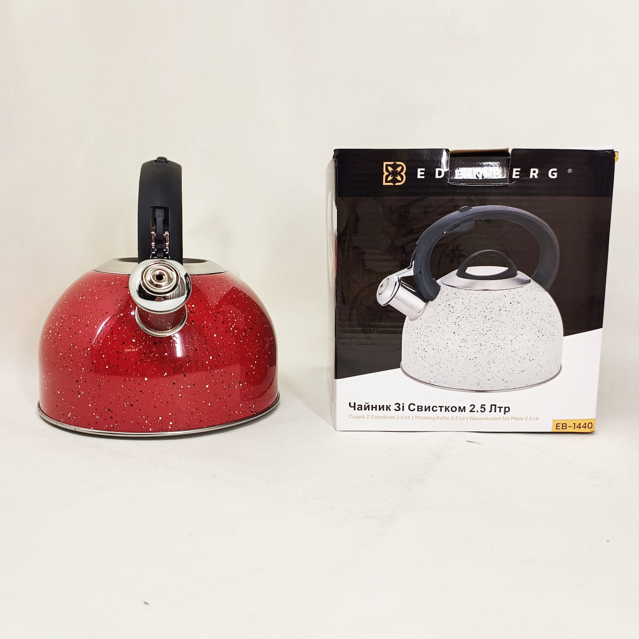 Чайник із свистком Edenberg EB-1440 з мармуровим покриттям 2,5 л Red - Зображення 5