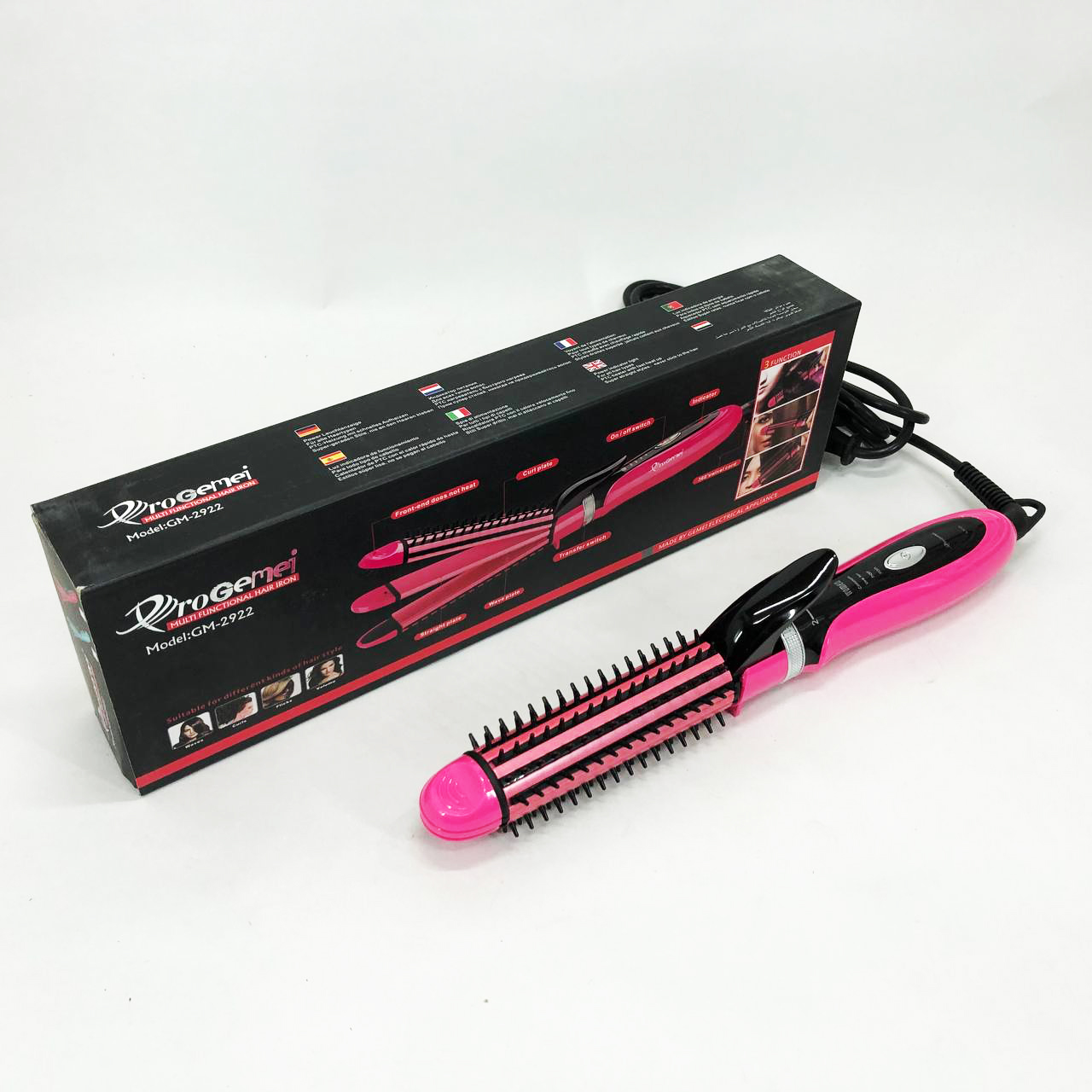 Плойка-праска 3в1 Geemy GM-2922 для завивки волосся pink - Зображення 4