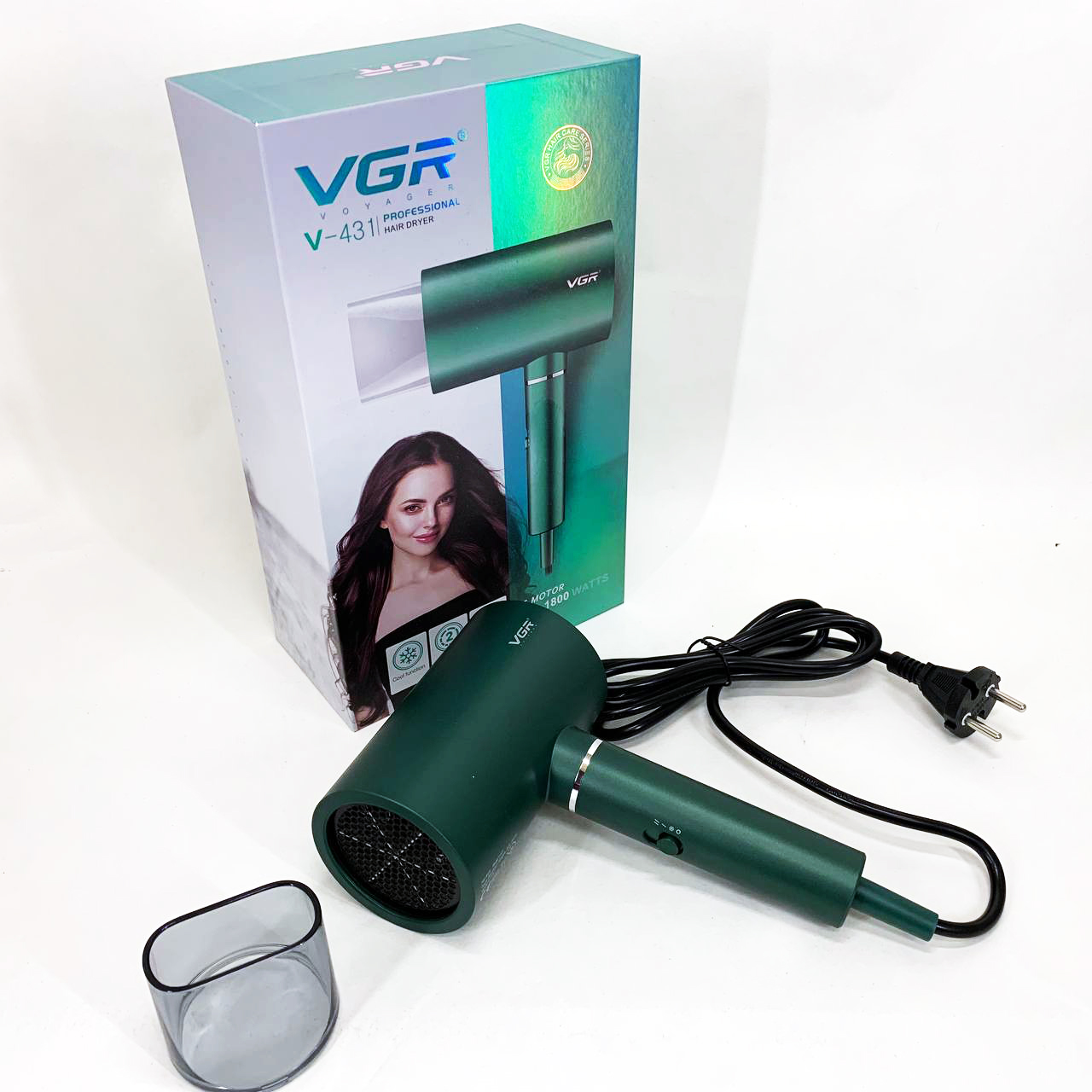 Фен для волосся VGR V-431 1600-1800 Вт з холодним повітрям Green - Зображення 4