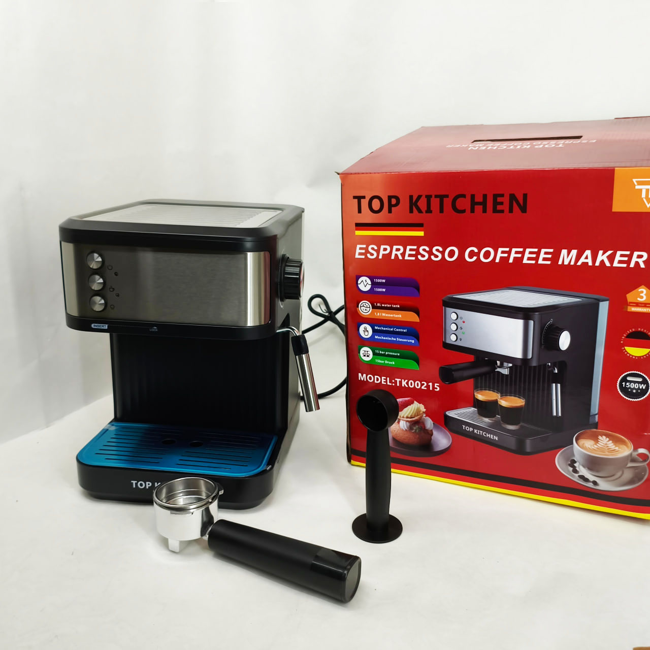 Кавоварка Еспресо Top Kitchen TK00215 ріжкова 1500 Вт 1,8 л 1–3 чашки 15 Бар - Зображення 6
