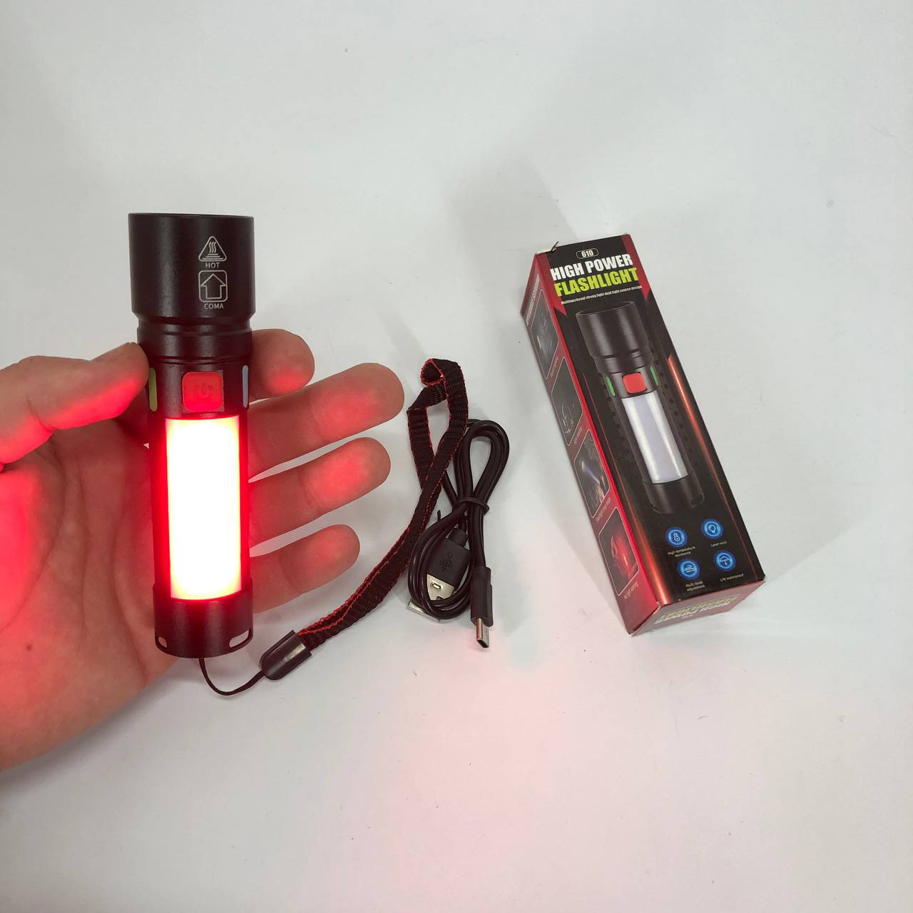 Пошуковий ліхтар із зумом білого та червоного світла USB-C - Зображення 4