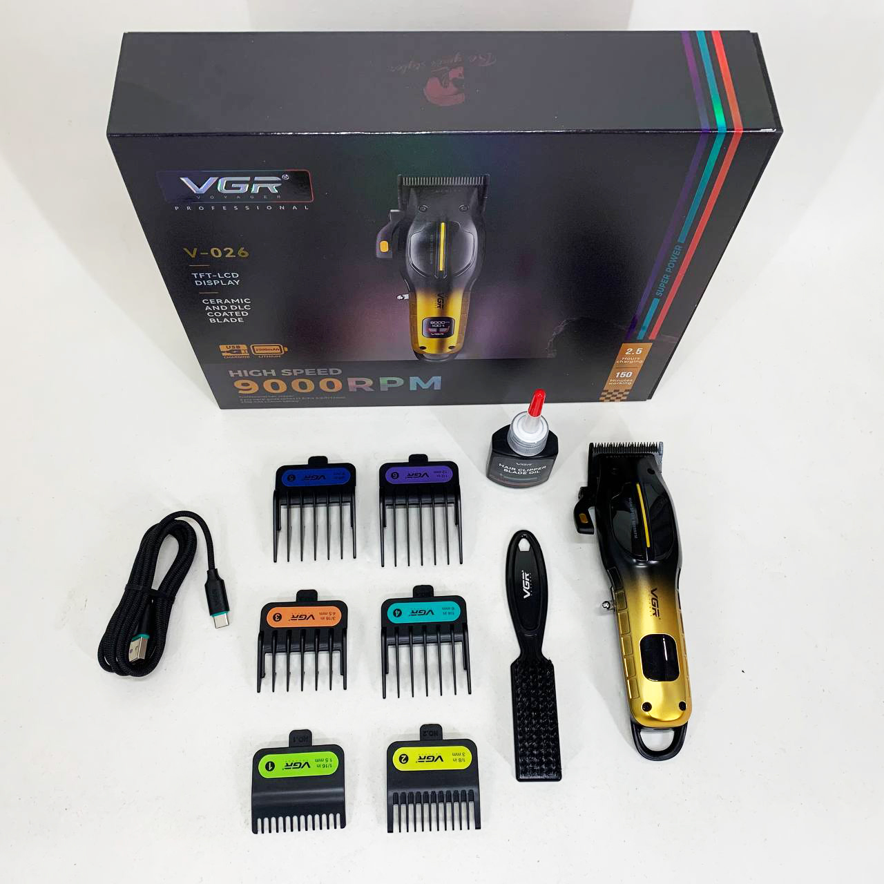 Акумуляторна машинка для стрижки VGR V-026 GOLD золотого колору - Зображення 4