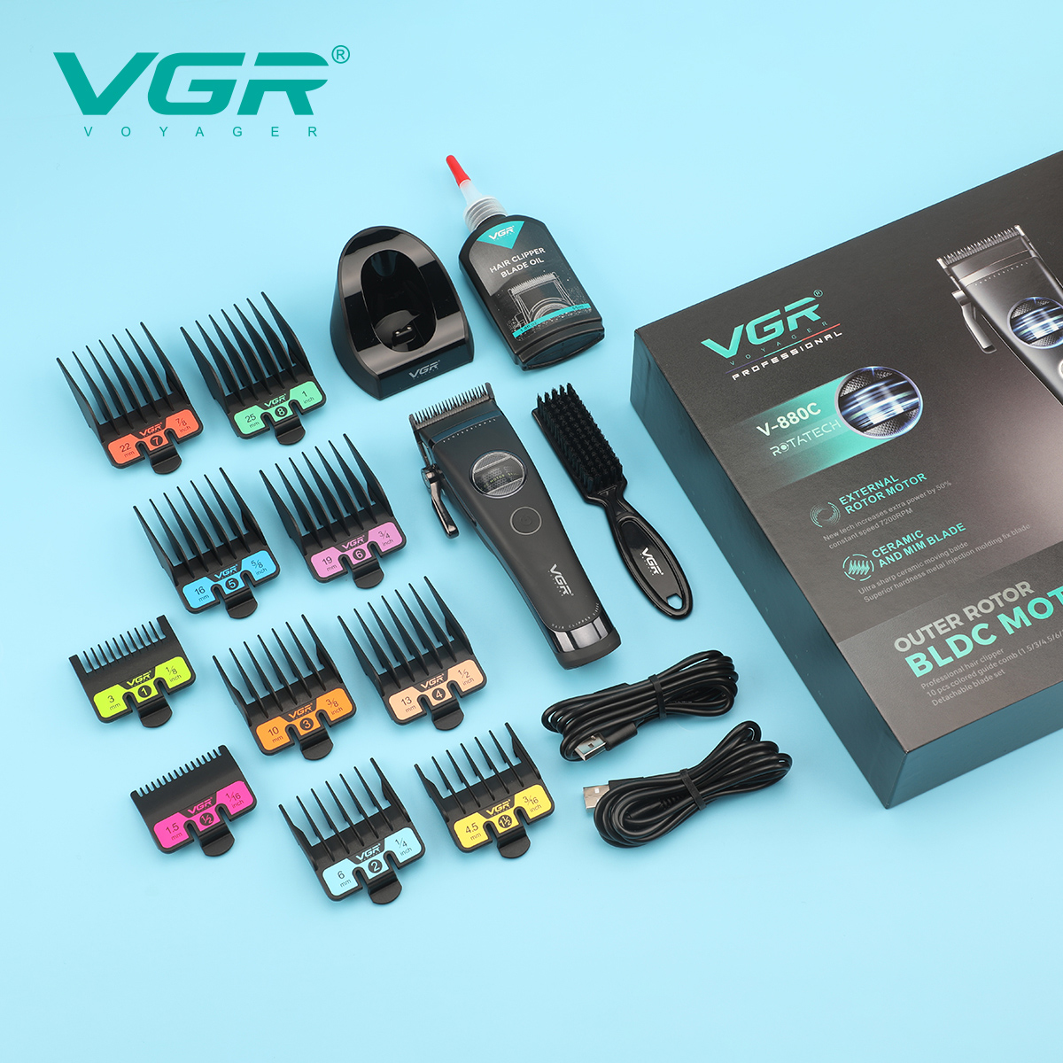 Акумуляторна машинка для стрижки VGR V-880C чорного кольору - Зображення 2