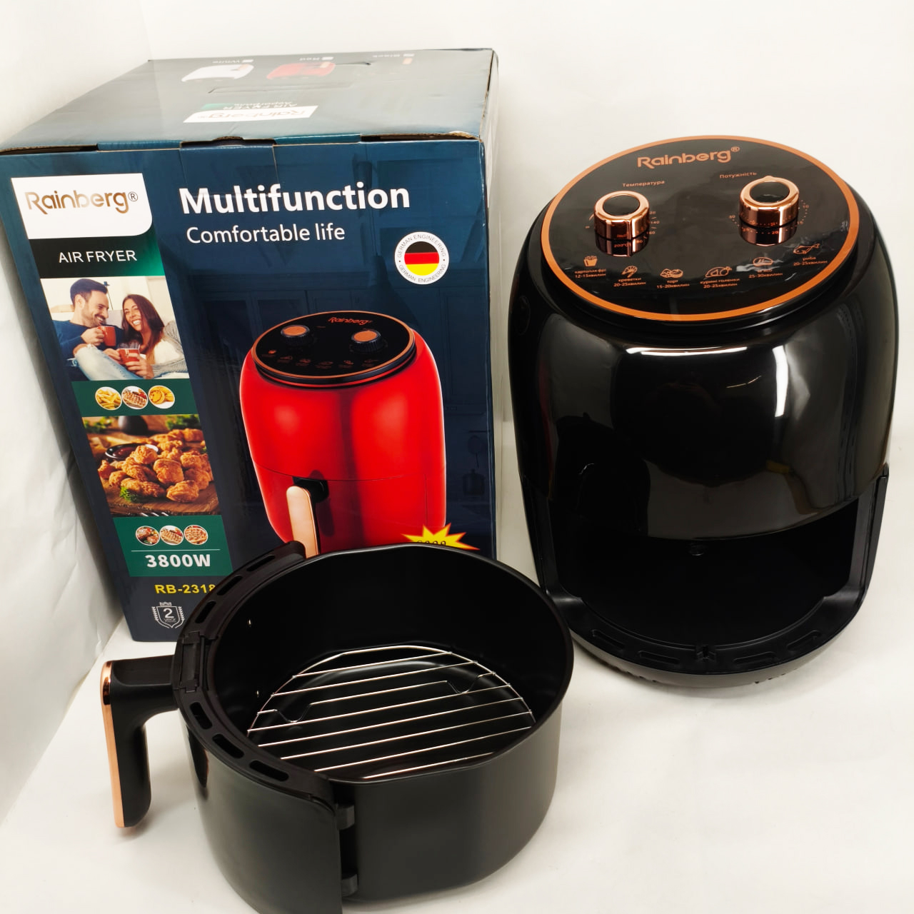 Електро фритюрниця безмасляна Rainberg RB-2318 3800 Вт зі знімним кошиком 8,5 л Black - Зображення 6