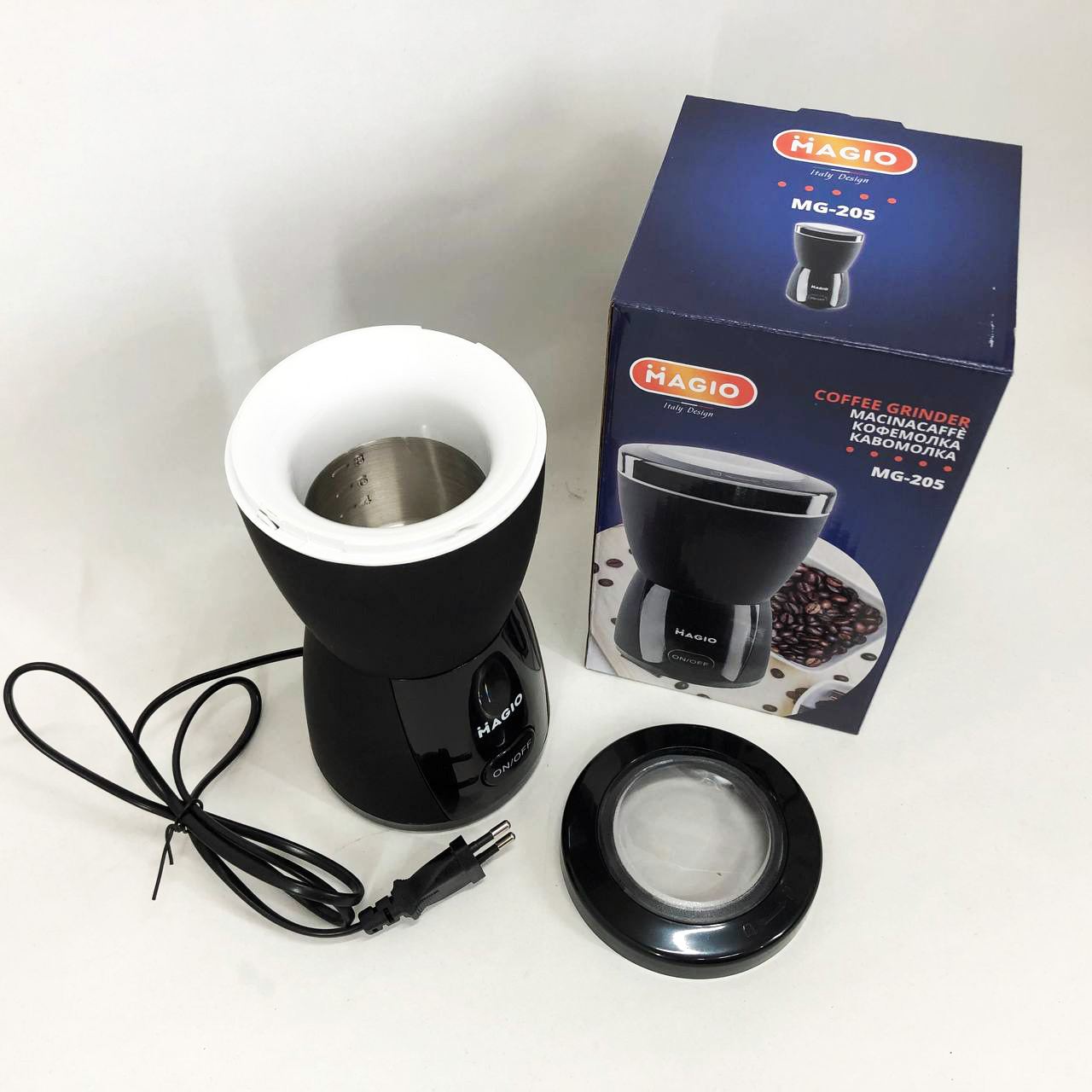 Кофемолка MAGIO MG-205 200 Вт, Кофемолка бытовая электрическая, Портативная кофемолка, Измельчитель кофе - Зображення 6