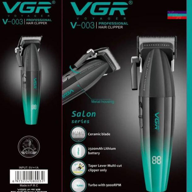 Машинка для стрижки Professional Turbo VGR V-003 з різними насадками, колір зелений - Зображення 6