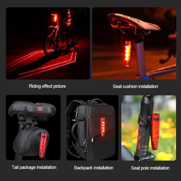 Велоліхтар LEADBIKE LD77-LS-4 з лазерною розміткою LED - Зображення 3