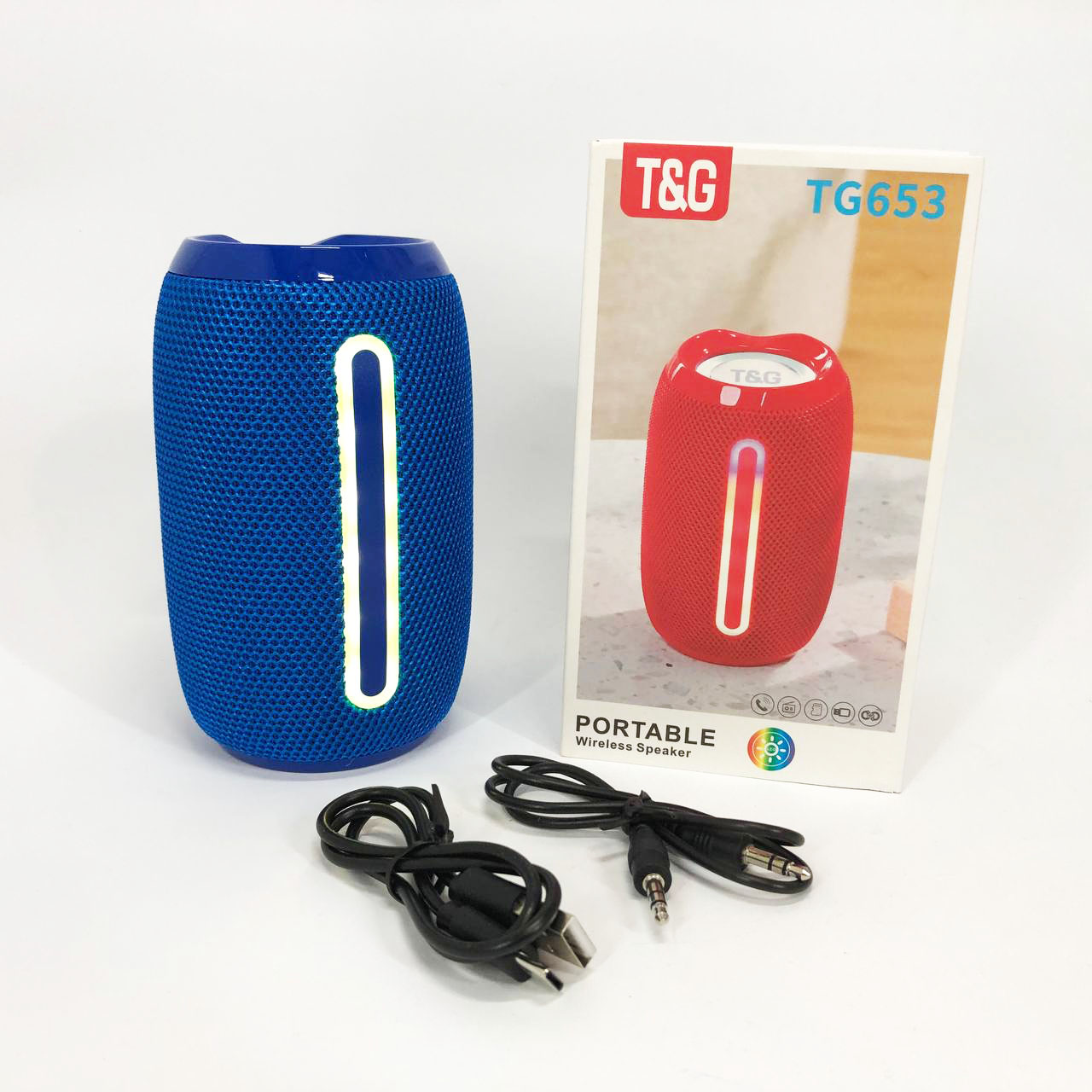 Портативна Bluetooth-колонка TG653 з синім ремінцем - Зображення 4