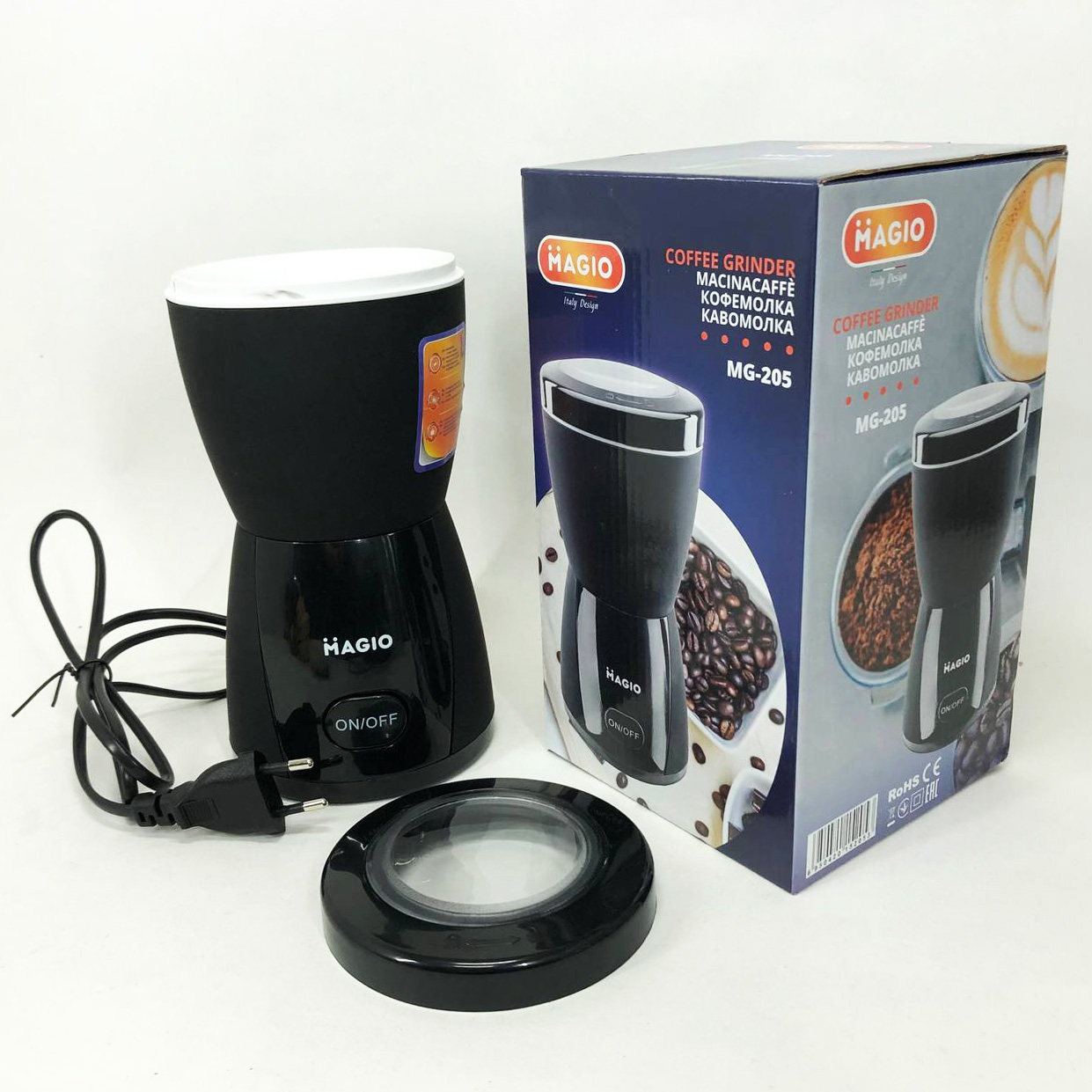 Кофемолка MAGIO MG-205 200 Вт, Кофемолка бытовая электрическая, Портативная кофемолка, Измельчитель кофе - Зображення 2