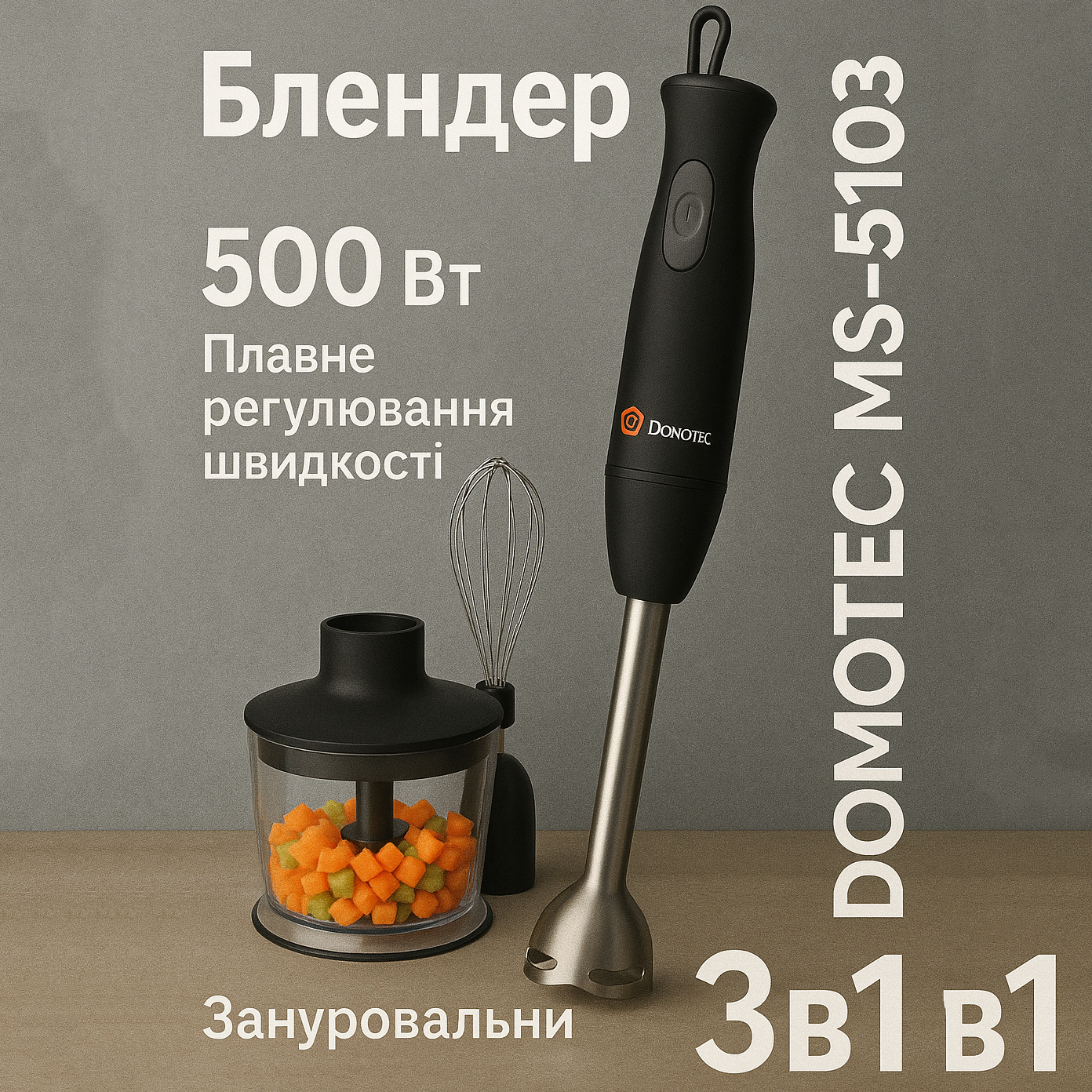 Блендер DOMOTEC MS-5103 3в1 погружной 500Вт ручной погружной блендер, электрический блендер - Зображення 33