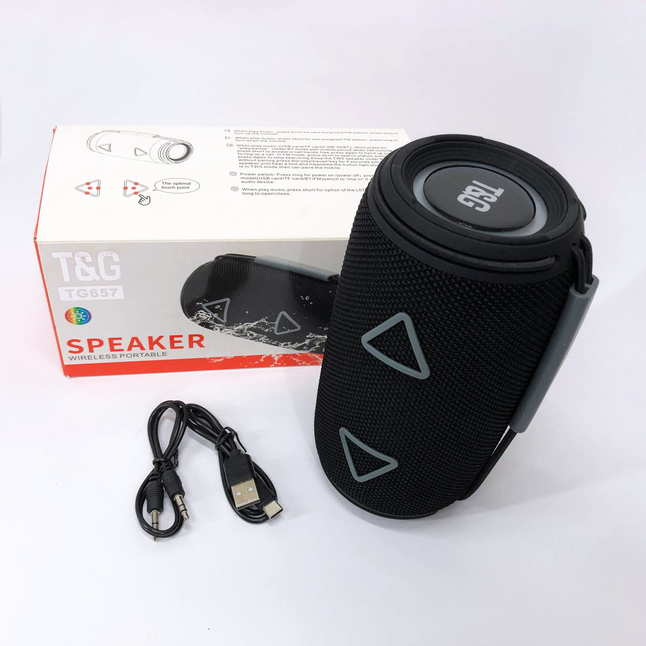 Bluetooth-колонка TG657 з RGB підсвічуванням 1500 мАч чорного кольору - Зображення 4