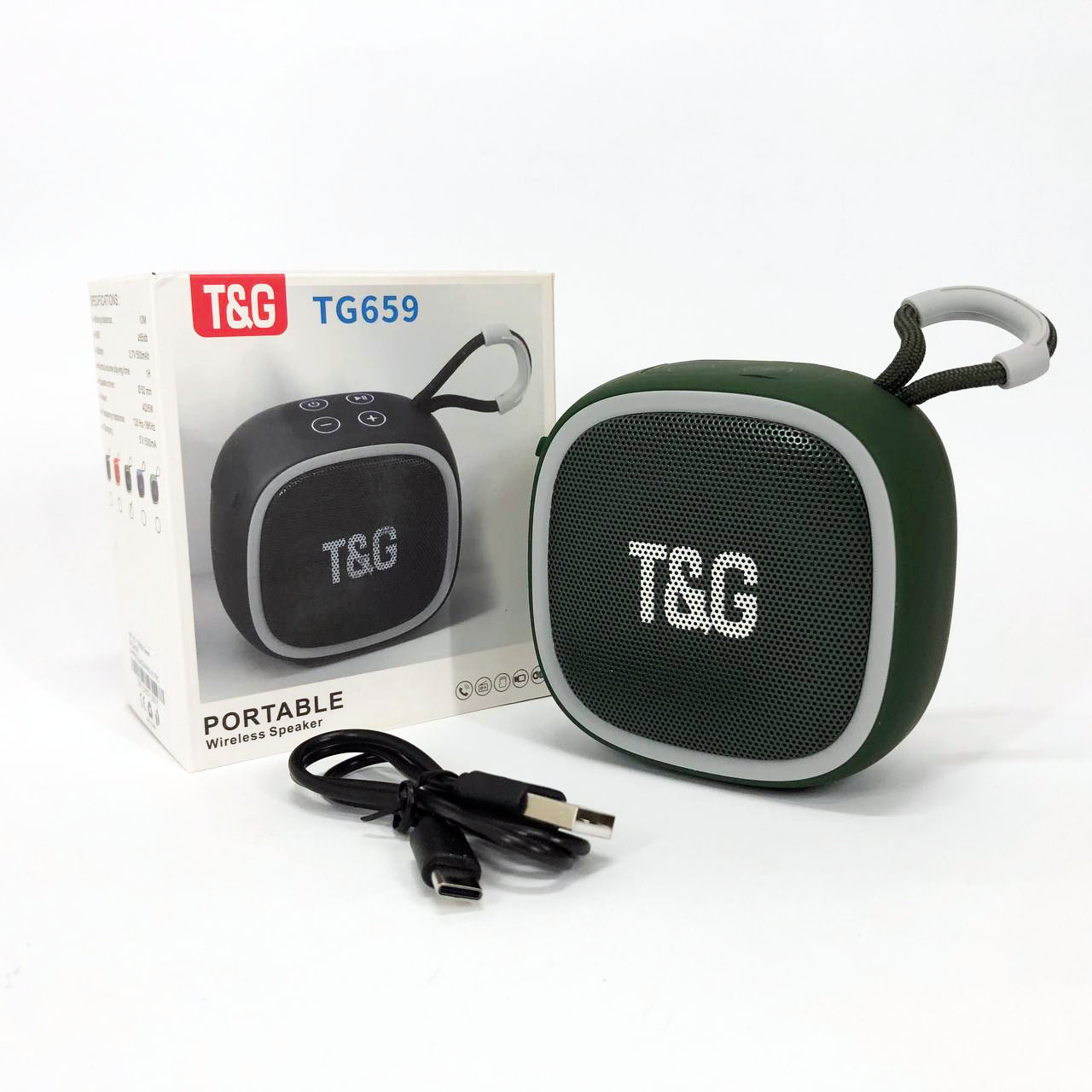 Портативна Bluetooth-колонка TG659 з ремінцем зеленого кольору - Зображення 6