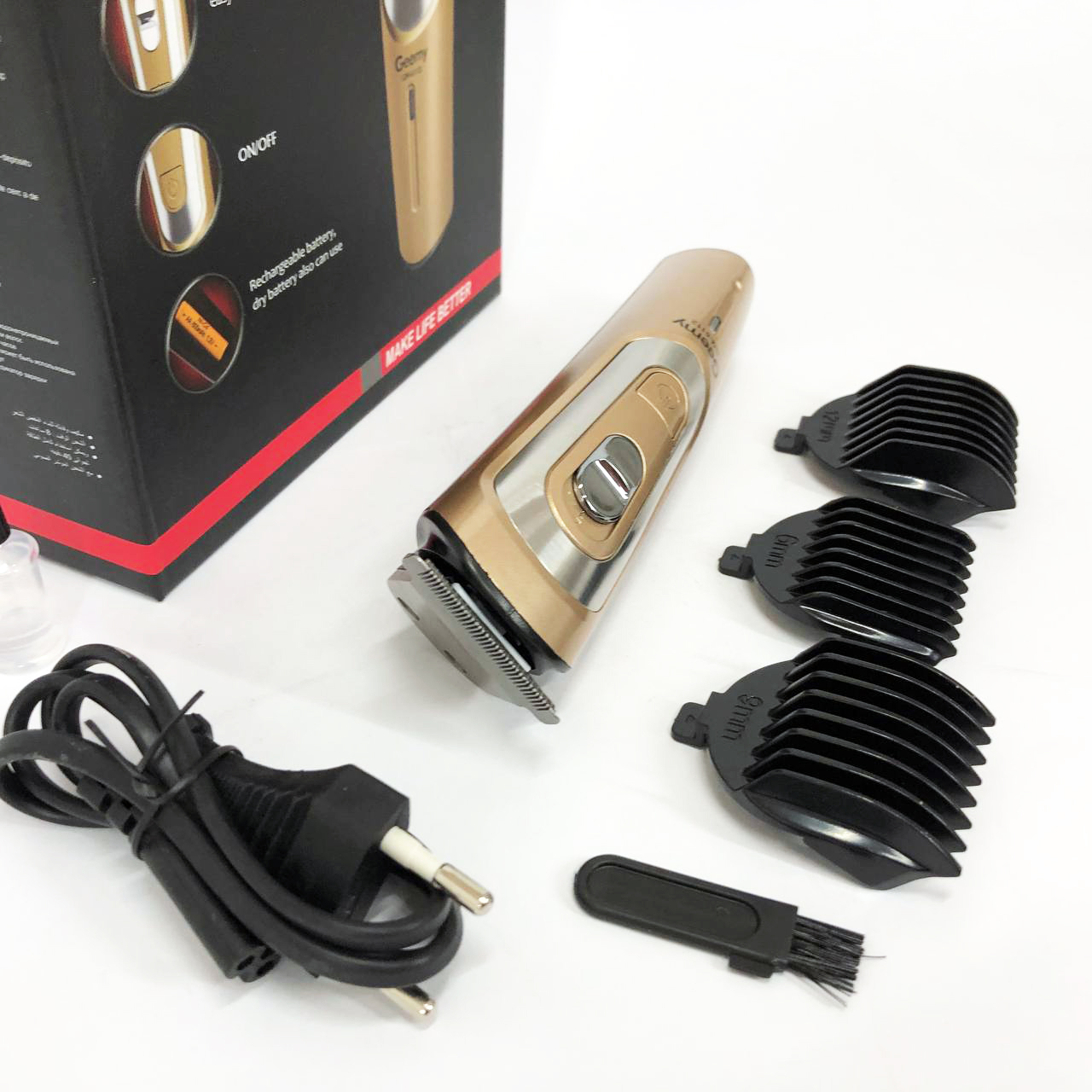 Бездротова машинка для стрижки GEMEI GM-6112 акумуляторна золотого колору - Зображення 5