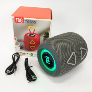 Портативна колонка TG655 5 Вт з RGB-підсвічуванням і ремінцем сірого колору