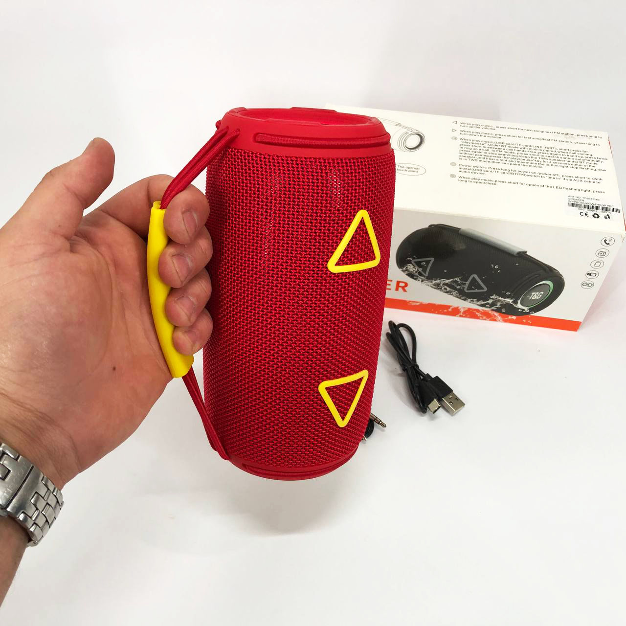 Bluetooth-колонка TG657 з RGB підсвічуванням червоного кольору 1500 мАх - Зображення 3
