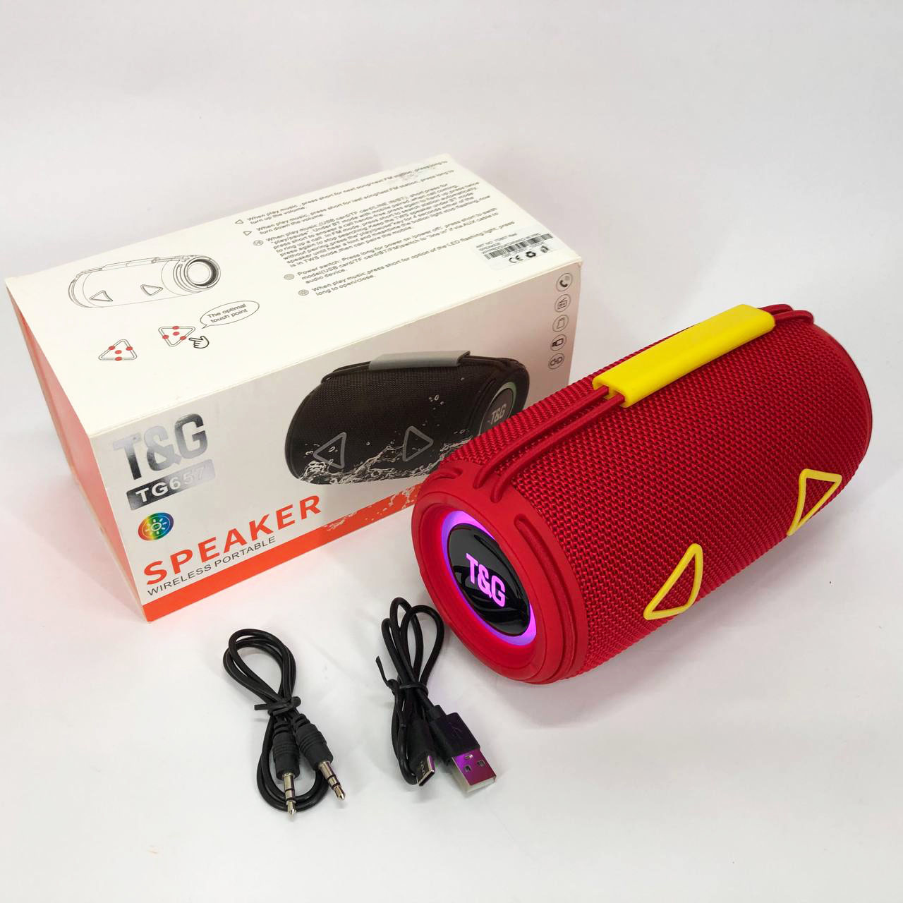 Bluetooth-колонка TG657 з RGB підсвічуванням червоного кольору 1500 мАх - Зображення 6
