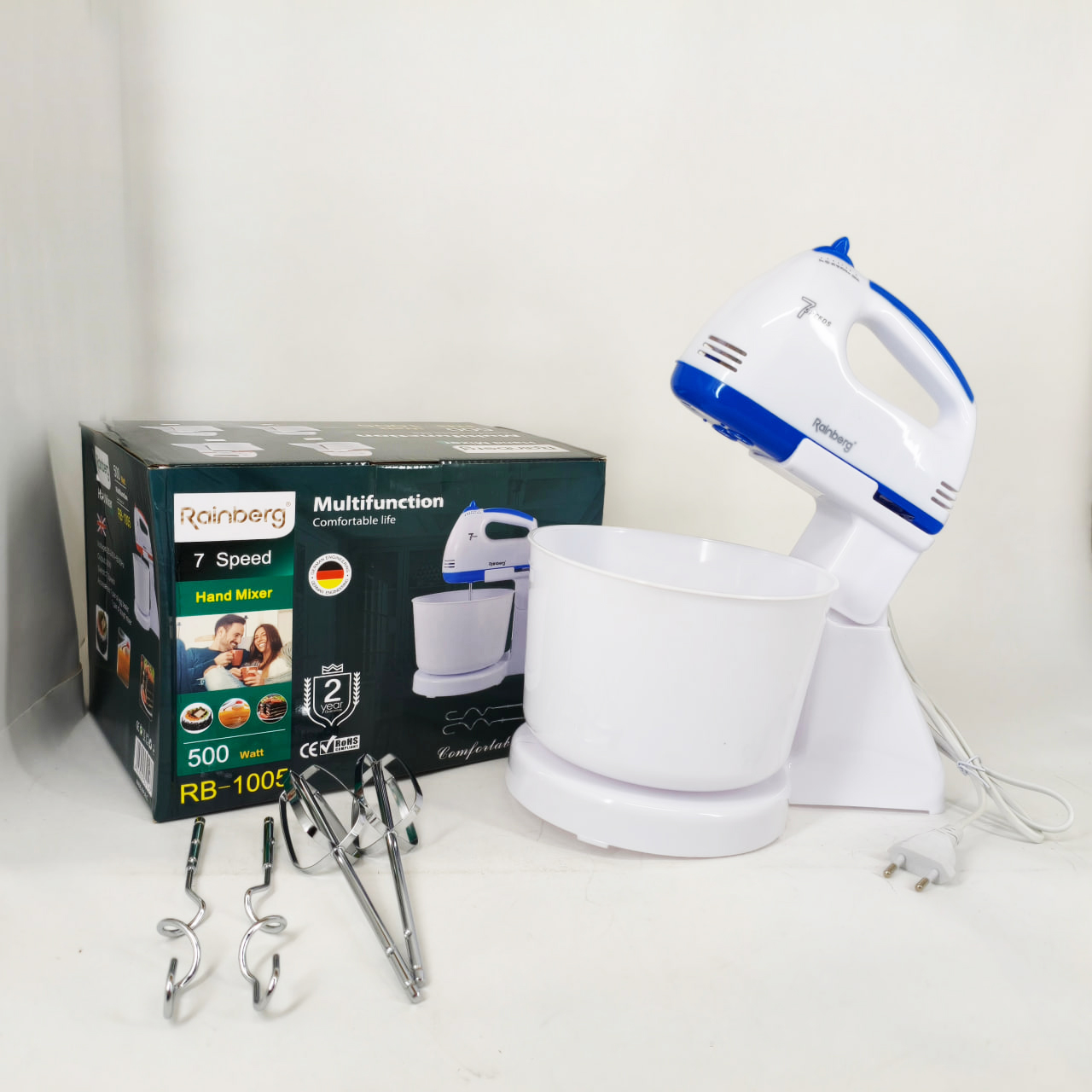 Міксер Rainberg RB-1005 7 швидкостей 500 Вт з чашею 2 л Blue - Зображення 5