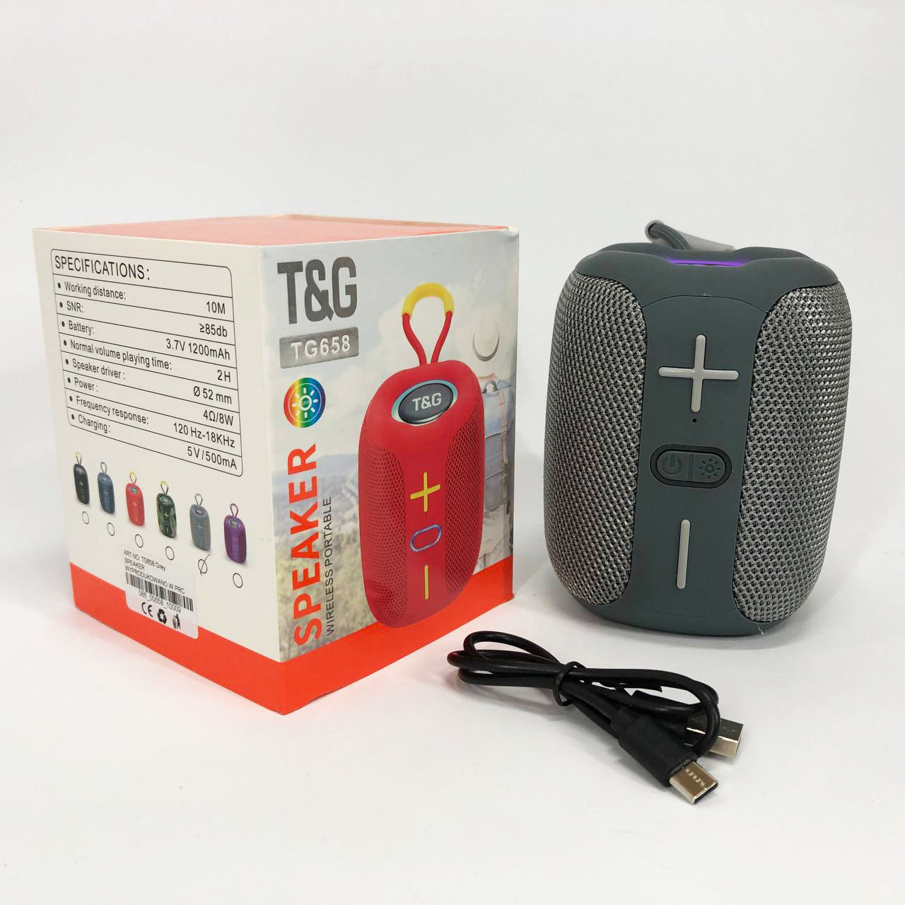 Портативна Bluetooth колонка TG658 8 Вт з RGB підсвічуванням сірого цвету - Зображення 3