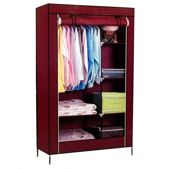 Тканевый шкаф органайзер для вещей на 2 секции складной 105х45х170см Storage Wardrobe Цвет: темно-серый - Зображення 3