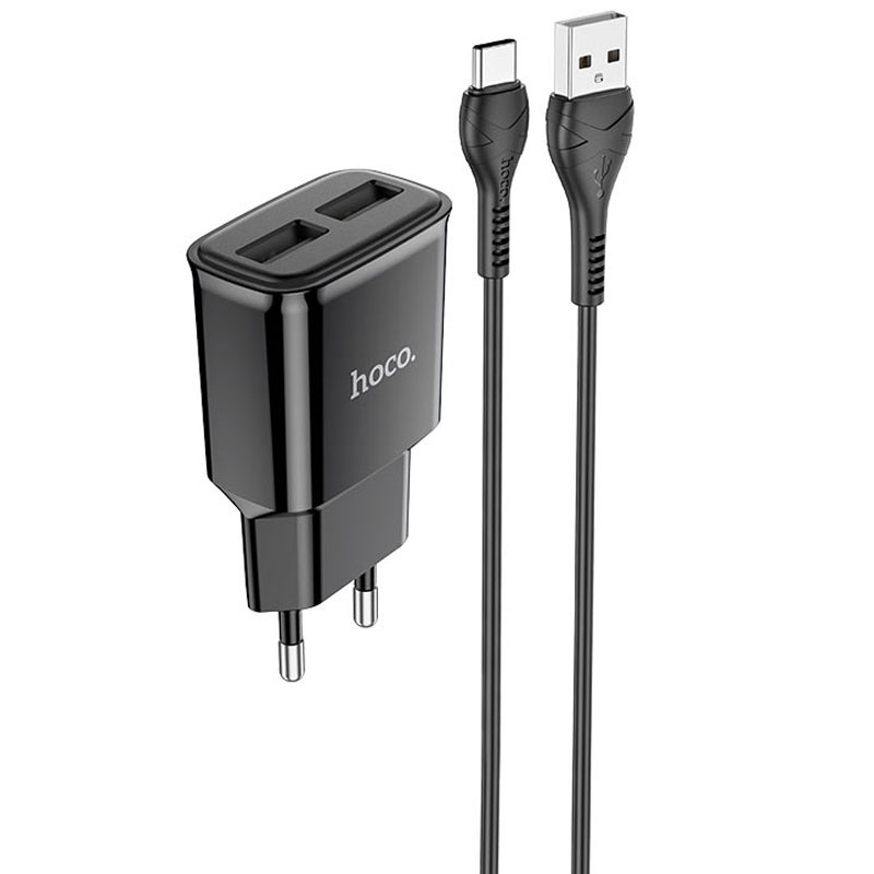 Мережевий зарядний пристрій Hoco C88A Star round 2.4A (2USB-A) + кабель USB to Type-C