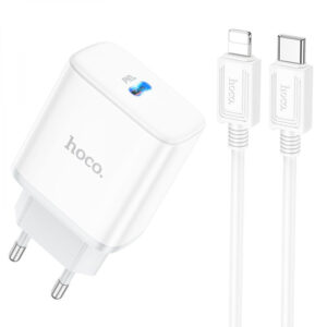 Мережевий зарядний пристрій Hoco C104A PD20W (1USB-C) + кабель Type-C to Lightning