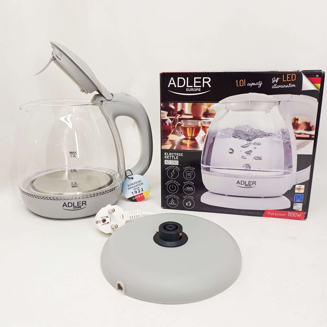 Електрочайник ADLER AD 1283G 1100 Вт 1 л - Зображення 2