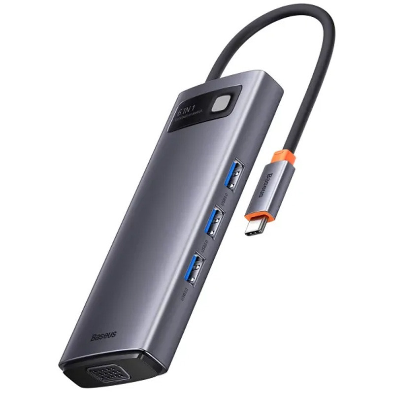 Перехідник HUB Baseus Metal Gleam Series 6-in-1 Multifunctional Type-C (WKWG080013)